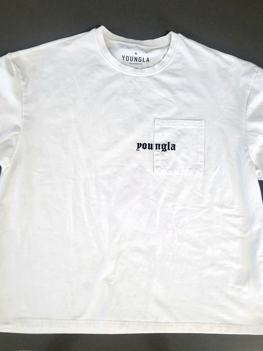 YoungLA White Pocket Tee with Black Logo
